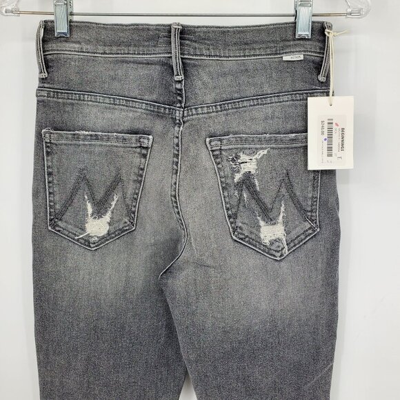 New Mother The Swooner Ankle Chew Scene Of The Crime Raw Hem Grey Wash Jeans 27 - Picture 12 of 15